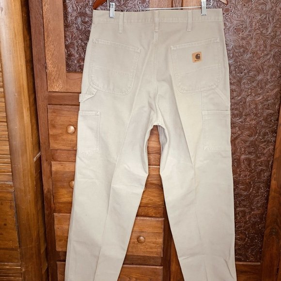 NEW Carhartt Dungaree Fit Mens Pants 34X36 Tan Carpenter Work Chore NWOT - Picture 5 of 11